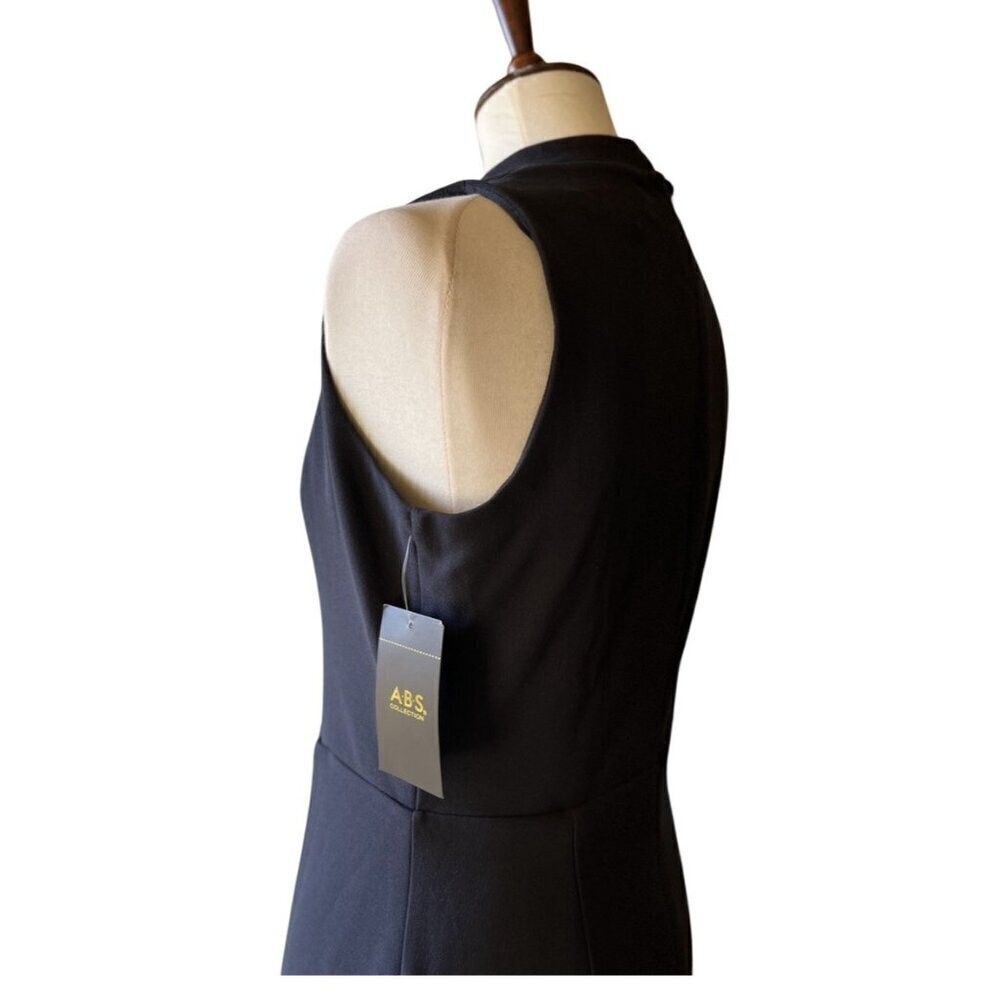 A.B.S Collection Women's Black Knit Storm Mock Neck Side Slit Midi Dress Size 8 - Picture 4 of 15